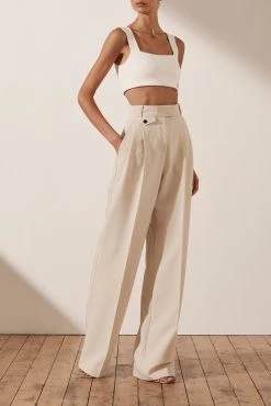 Shona Joy Ivy High Waist Tailored Pant Bone 8 Shona Joy Ivy High Waist Tailored Pant Bone