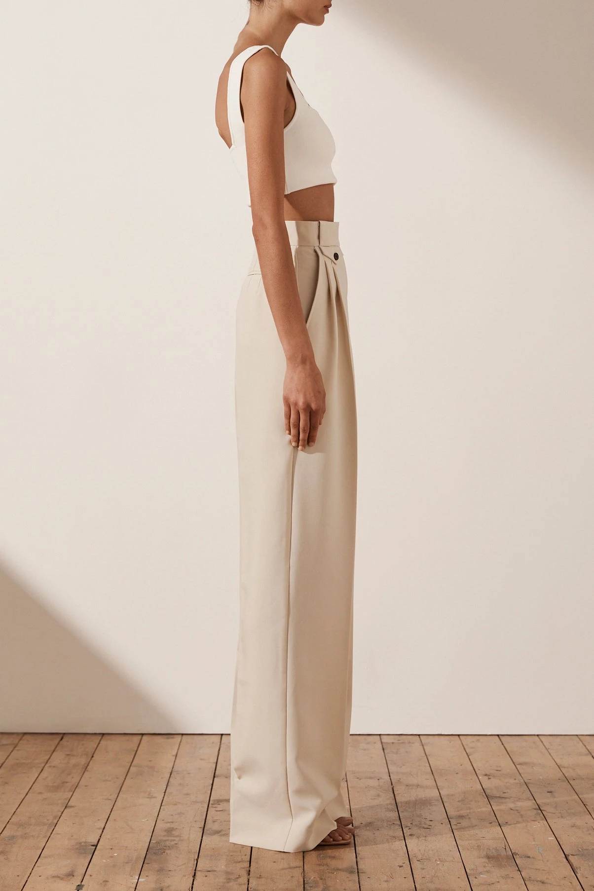 Shona Joy Ivy High Waist Tailored Pant Bone 5 Shona Joy Ivy High Waist Tailored Pant Bone