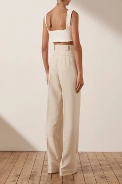 Shona Joy Ivy High Waist Tailored Pant Bone 10 Shona Joy Ivy High Waist Tailored Pant Bone