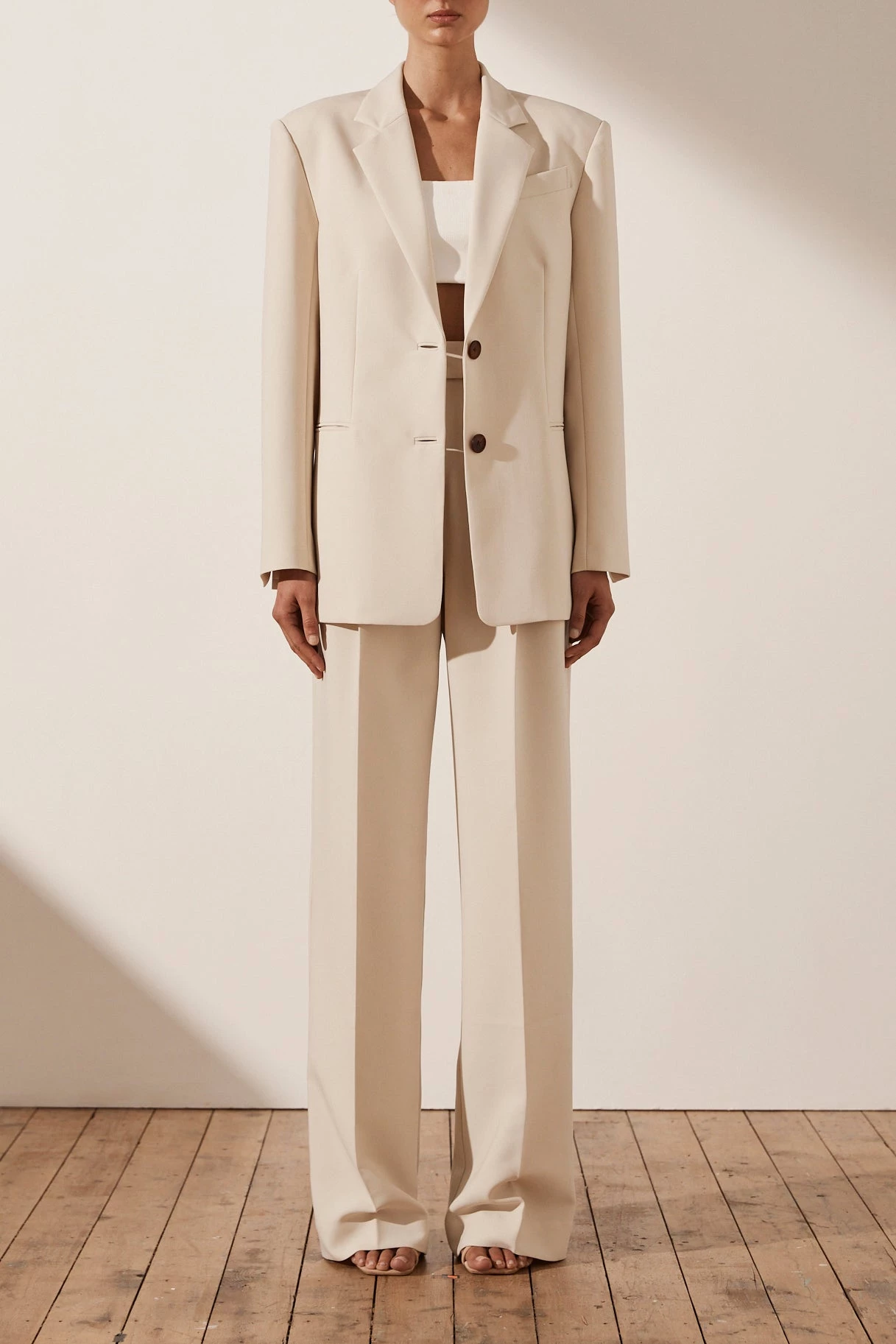 Shona Joy Ivy High Waist Tailored Pant Bone 7 Shona Joy Ivy High Waist Tailored Pant Bone