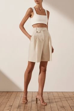 Shona Joy Ivy High Waist Tailored Shorts Bone
