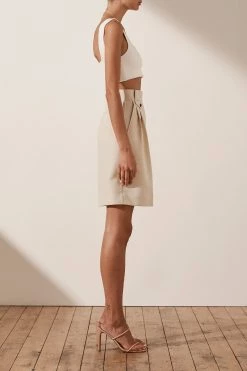 Shona Joy Ivy High Waist Tailored Shorts Bone 8 Shona Joy Ivy High Waist Tailored Shorts Bone