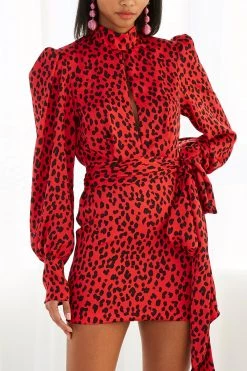 By Johnny Ruby Leopard Cuffed Mini Dress
