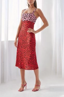 By Johnny Splice Leopard Bias Midi Dress