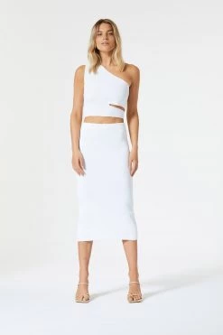 San Sloane Adriana Asym Cut Out Top White