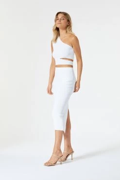 San Sloane Adriana Asym Cut Out Top White