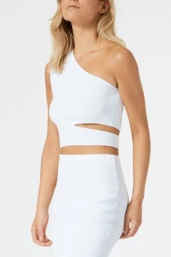 San Sloane Adriana Asym Cut Out Top White