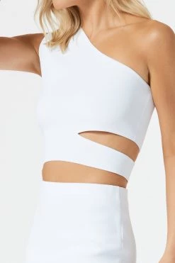 San Sloane Adriana Asym Cut Out Top White