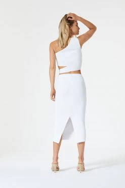 San Sloane Adriana Asym Cut Out Top White