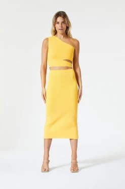 San Sloane Adriana Asym Cut Out Top Mango