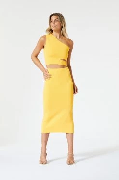 San Sloane Adriana Asym Cut Out Top Mango