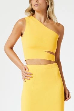 San Sloane Adriana Asym Cut Out Top Mango