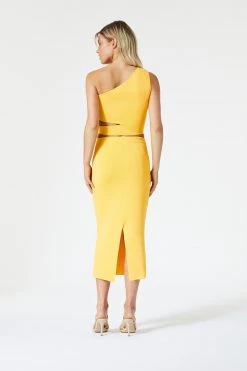 San Sloane Adriana Asym Cut Out Top Mango