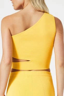 San Sloane Adriana Asym Cut Out Top Mango