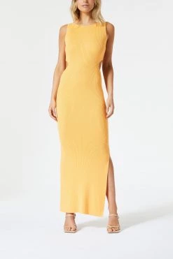 San Sloane Braxton Boat Neck Cut Out Midi Melon 8 San Sloane Braxton Boat Neck Cut Out Midi Melon