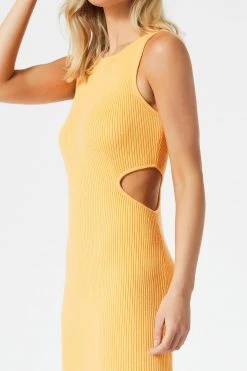 San Sloane Braxton Boat Neck Cut Out Midi Melon 9 San Sloane Braxton Boat Neck Cut Out Midi Melon