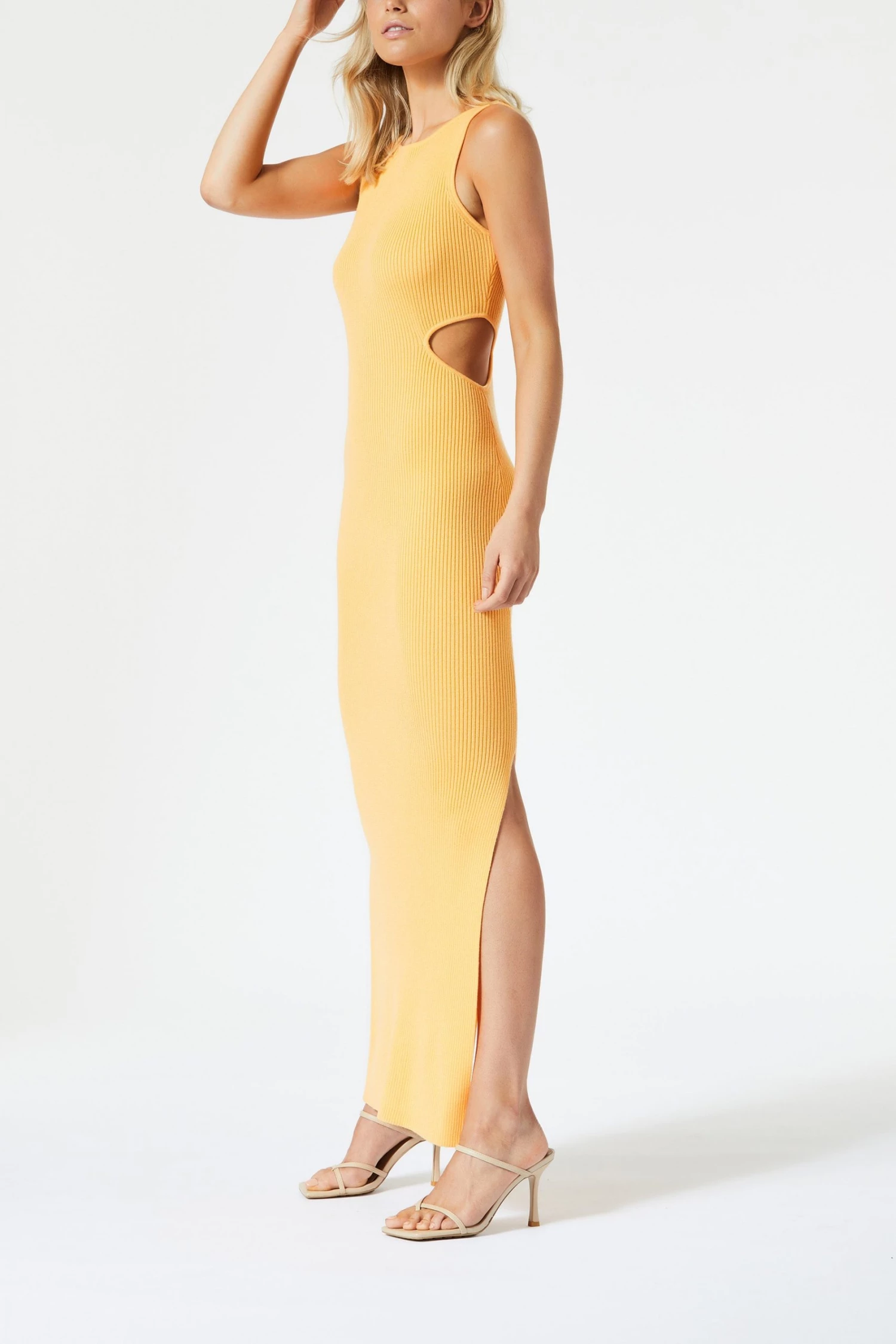 San Sloane Braxton Boat Neck Cut Out Midi Melon 3 San Sloane Braxton Boat Neck Cut Out Midi Melon