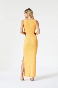 San Sloane Braxton Boat Neck Cut Out Midi Melon 11 San Sloane Braxton Boat Neck Cut Out Midi Melon