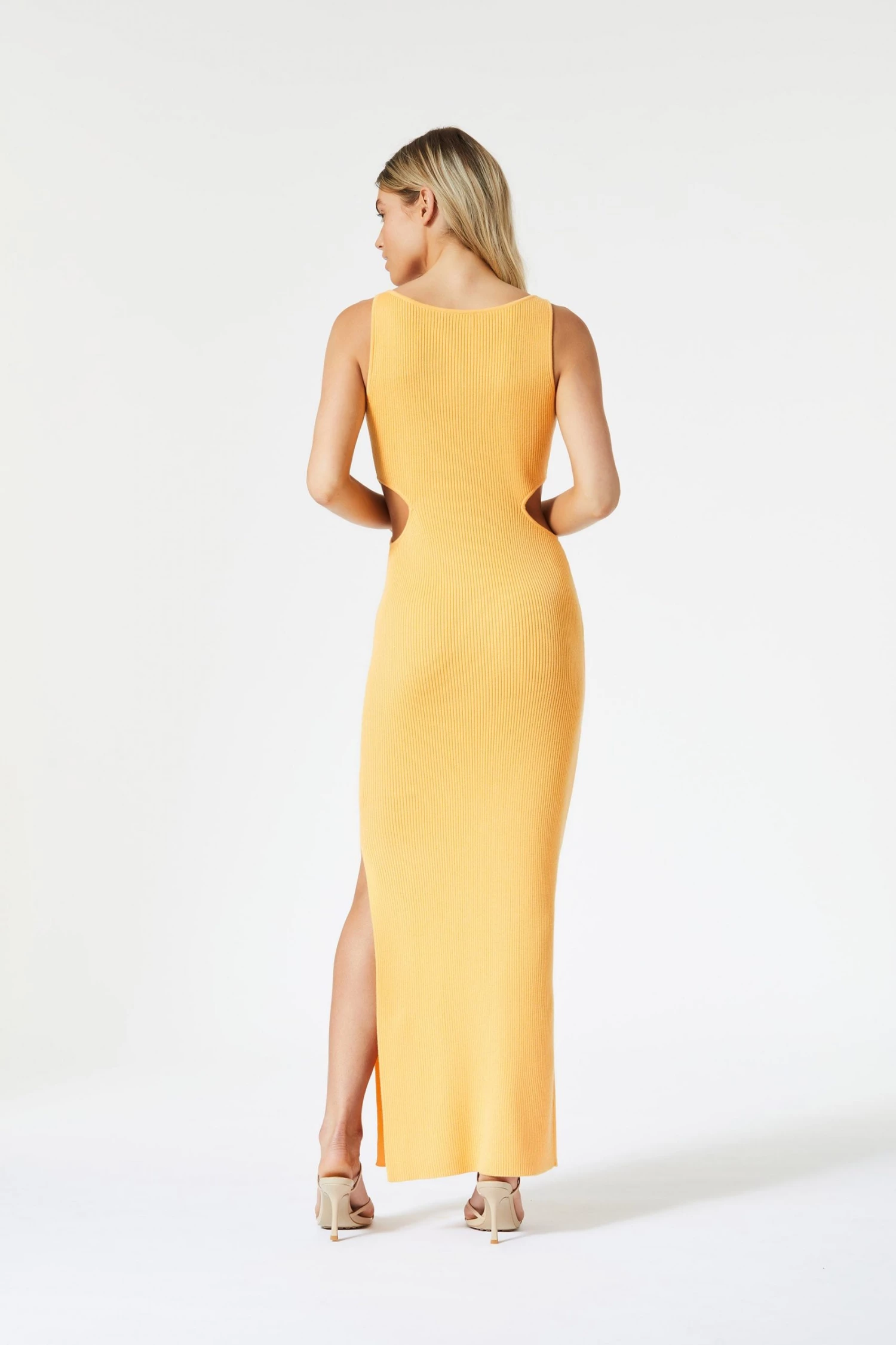 San Sloane Braxton Boat Neck Cut Out Midi Melon 7 San Sloane Braxton Boat Neck Cut Out Midi Melon