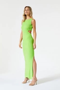 San Sloane Braxton Boat Neck Cut Out Midi Lime 8 San Sloane Braxton Boat Neck Cut Out Midi Lime