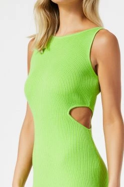 San Sloane Braxton Boat Neck Cut Out Midi Lime 9 San Sloane Braxton Boat Neck Cut Out Midi Lime