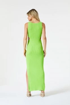 San Sloane Braxton Boat Neck Cut Out Midi Lime 11 San Sloane Braxton Boat Neck Cut Out Midi Lime