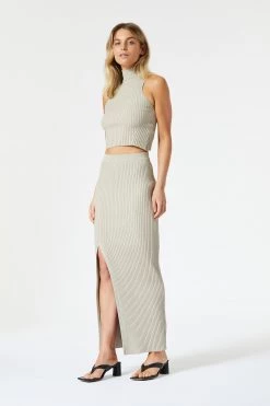 San Sloane Tia Rib Knit Skirt Oatmeal 13 San Sloane Tia Rib Knit Skirt Oatmeal