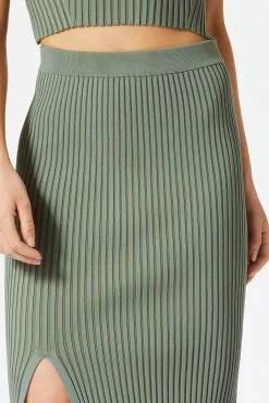 San Sloane Tia Rib Knit Skirt Khaki