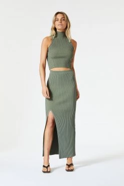 San Sloane Robbie High Neck Top Khaki