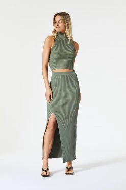 San Sloane Robbie High Neck Top Khaki