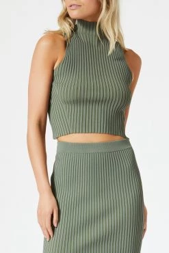 San Sloane Robbie High Neck Top Khaki