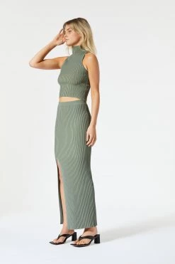 San Sloane Robbie High Neck Top Khaki