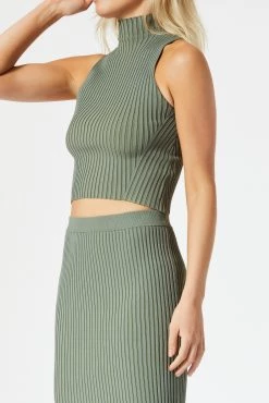 San Sloane Robbie High Neck Top Khaki