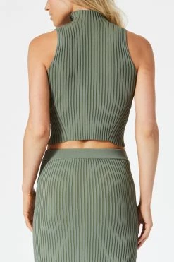 San Sloane Robbie High Neck Top Khaki