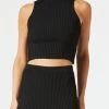San Sloane Robbie High Neck Rib Top Black