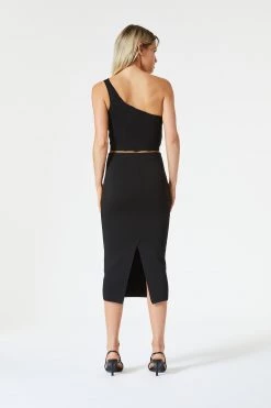 San Sloane Val High Waist Midi Skirt Black