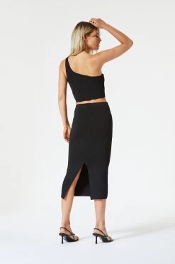 San Sloane Val High Waist Midi Skirt Black