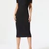 San Sloane Harley Crossover Midi Dress Black