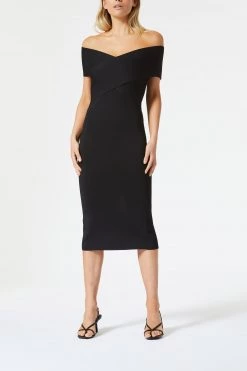 San Sloane Harley Crossover Midi Dress Black