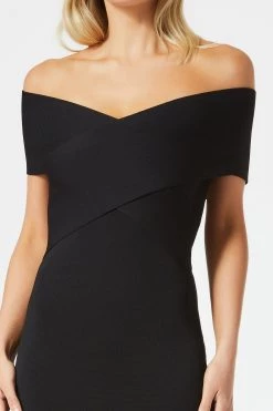 San Sloane Harley Crossover Midi Dress Black