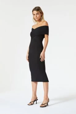 San Sloane Harley Crossover Midi Dress Black