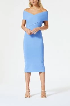 San Sloane Harley Crossover Midi Dress Cornflower Blue