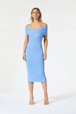 San Sloane Harley Crossover Midi Dress Cornflower Blue