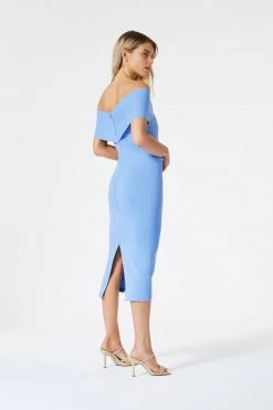 San Sloane Harley Crossover Midi Dress Cornflower Blue