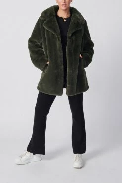 Ena Pelly Minimalist Faux Fur Jacket Forest 11 Ena Pelly Minimalist Faux Fur Jacket Forest