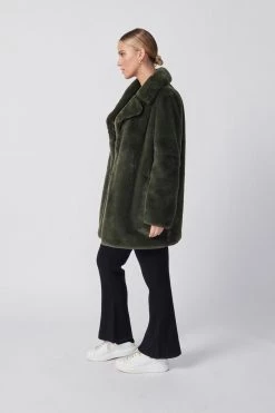 Ena Pelly Minimalist Faux Fur Jacket Forest 9 Ena Pelly Minimalist Faux Fur Jacket Forest