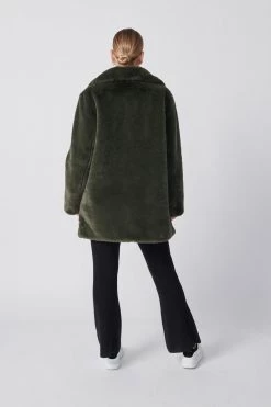 Ena Pelly Minimalist Faux Fur Jacket Forest 10 Ena Pelly Minimalist Faux Fur Jacket Forest