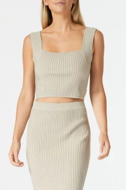 San Sloane Noa Rib Knit Top Oatmeal