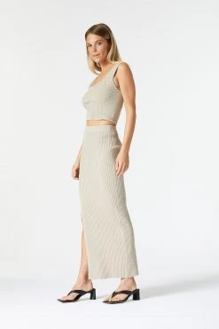 San Sloane Noa Rib Knit Top Oatmeal