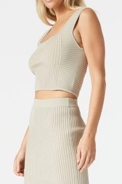 San Sloane Noa Rib Knit Top Oatmeal